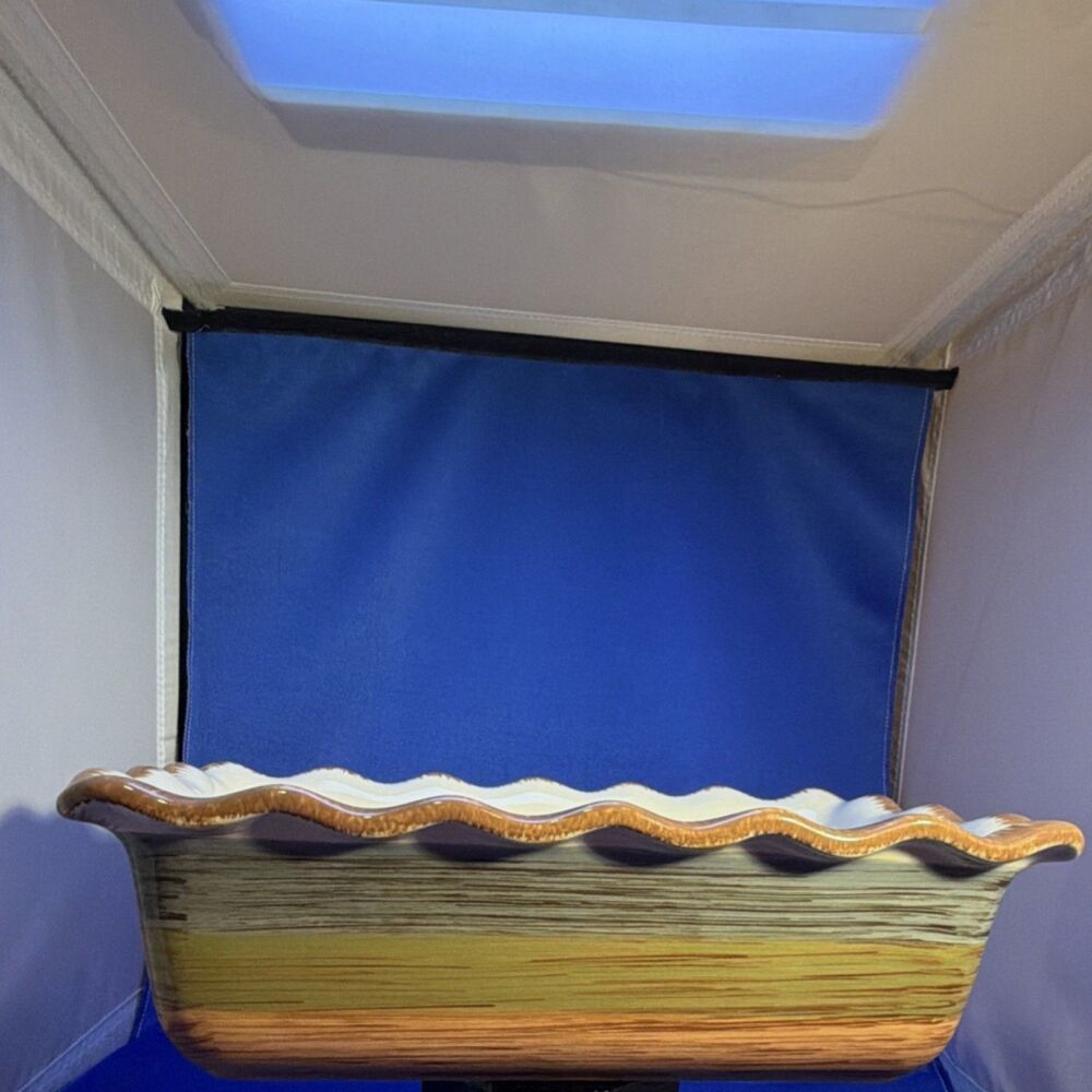 Gail Pittman Hand Painted Ceramic Rectangular Baking Dish Beige Brown Multicolor